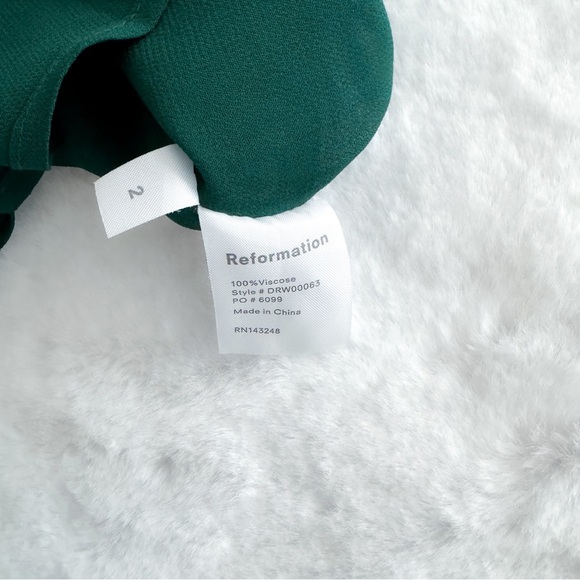 Reformation Mayra Mini Dress Emerald Green Long Sheer Sleeves - Picture 10 of 13